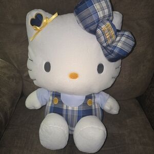 Hello Kitty Plush in Blue and White Plaid 15"